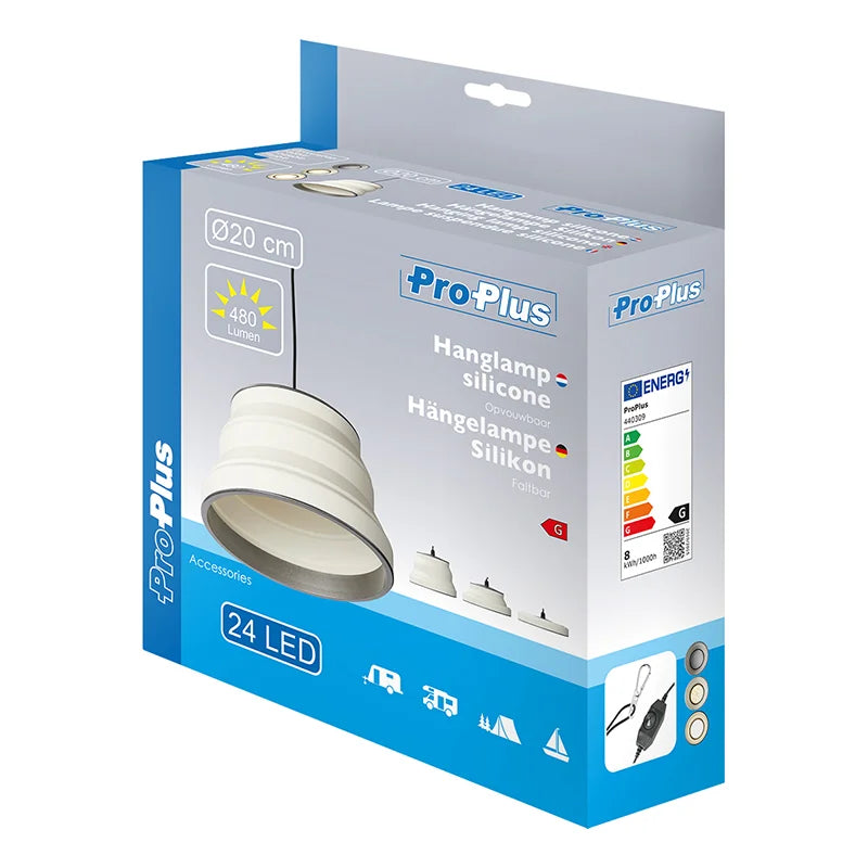 ProPlus Hanglamp LED opvouwbaar silicone wit Ø20cm