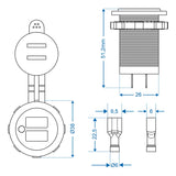 ProPlus USB-inbouwdoos tweevoudig type A 2x2100mA 12V/24V