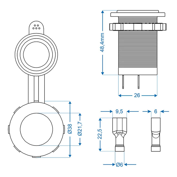 ProPlus Inbouwstekkerdoos DIN 12V/24V