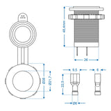 ProPlus Inbouwstekkerdoos DIN 12V/24V in blister