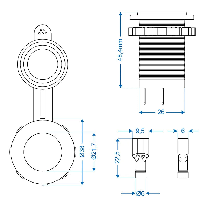 ProPlus Inbouwstekkerdoos DIN 12V/24V in blister