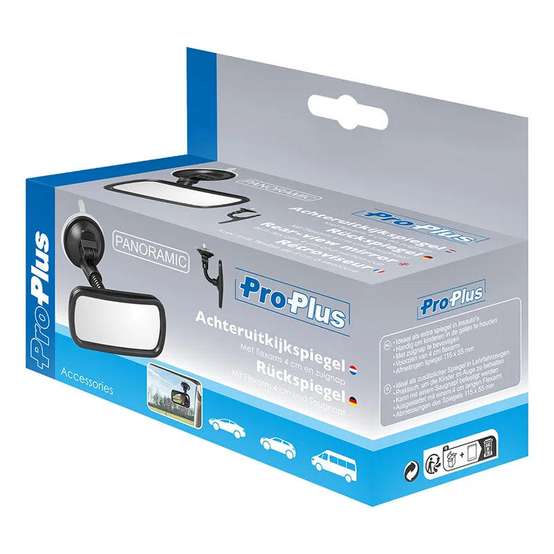 ProPlus Panorama achteruitkijkspiegel met flexarm 4 cm en zuignap