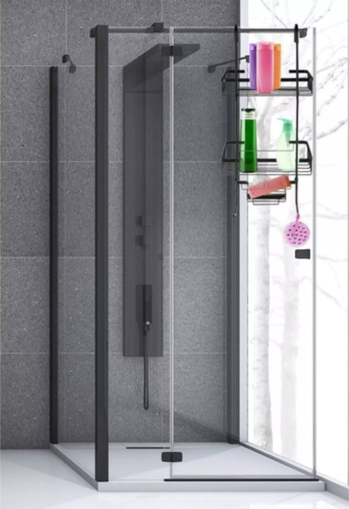 Malatec Doucherek 3 laags - Monteren zonder boren - Zwart - zuignap - Ook voor grote flessen - Opbergrek Douche - 3 etages