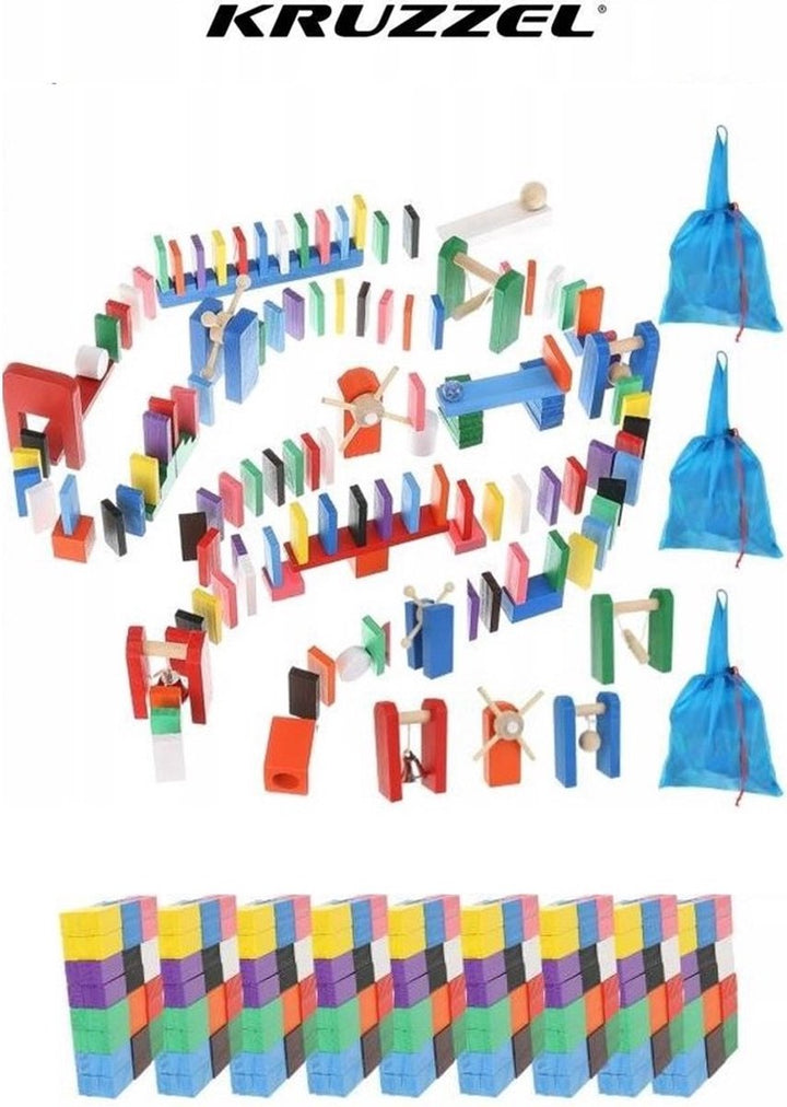 Extra Grote Domino Set van Hout - 1131 Delig met 1080 Domino Stenen &amp; 45 Elementen - Vloerspel - voor Kinderen en Volwassenen - Verjaardag Cadeau Jongens en Meisjes