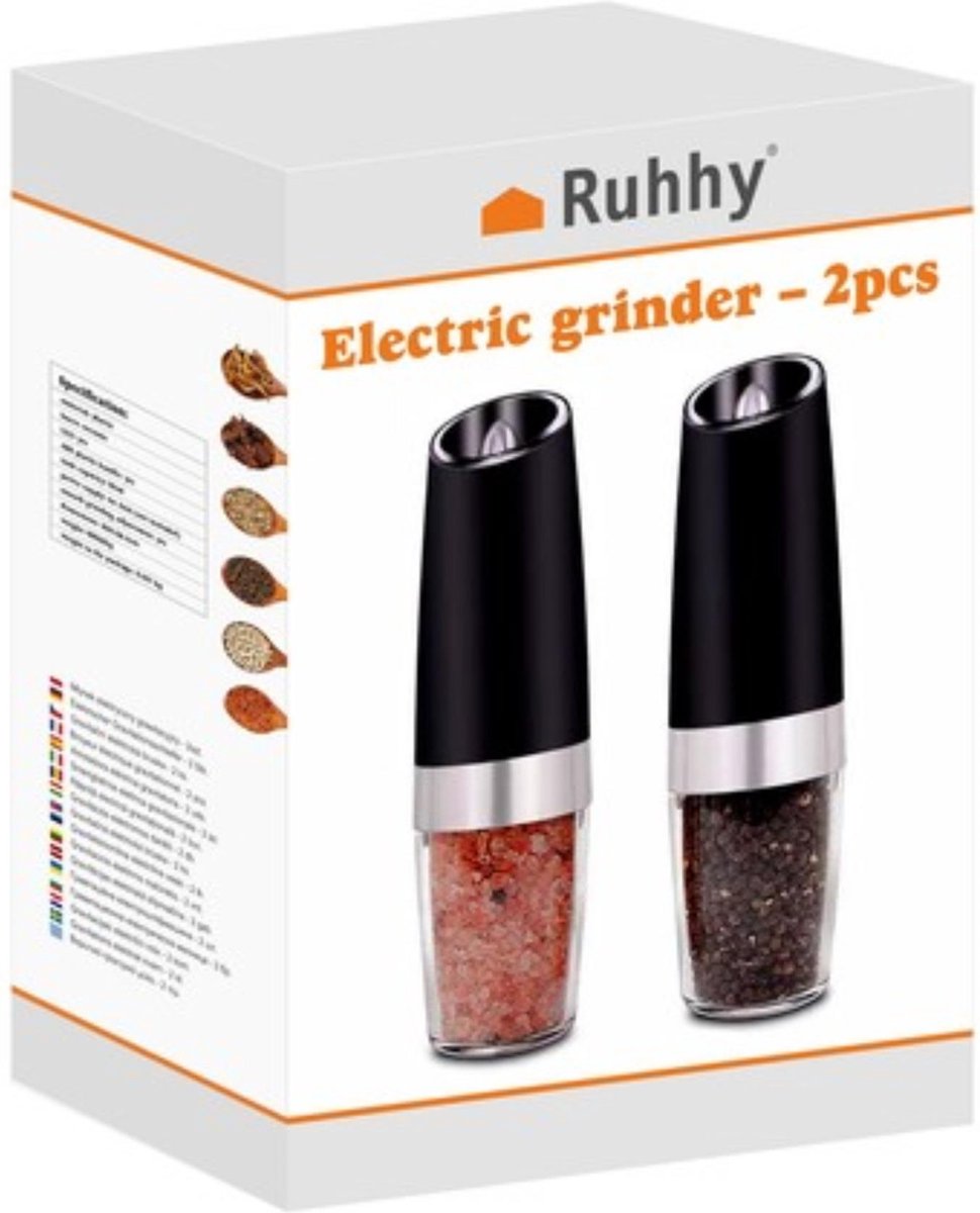 Ruhhy Elektrische Molen Set 19558 - Efficiënte Keukenhulp - Keramisch &amp; LED-Verlicht