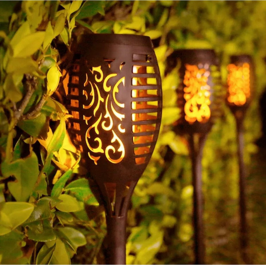 Solar Tuinfakkels op Zonne-energie met Grondspies - Leds - 4 Stuks