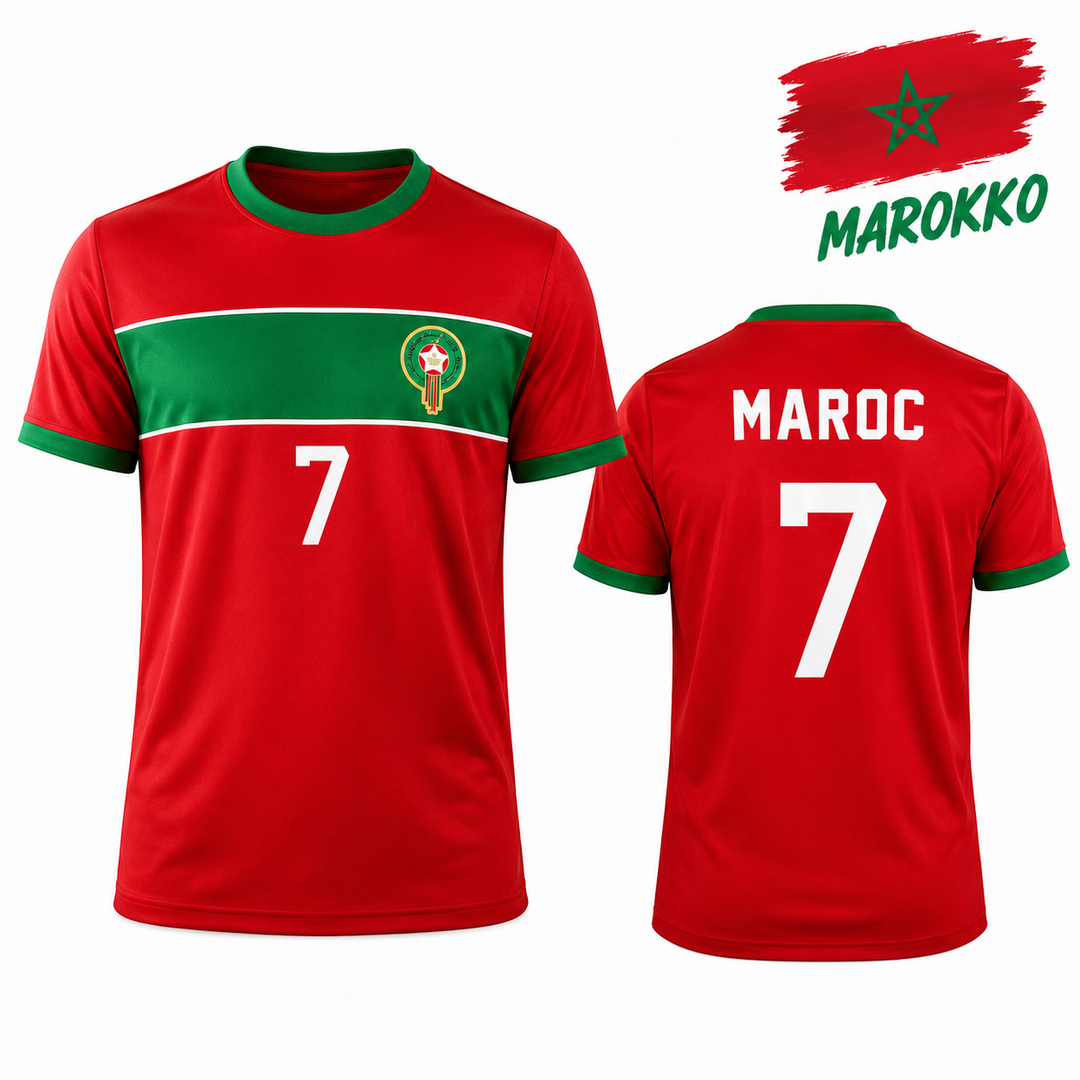 Marokko WK 2026 Shirt Volwassenen – Rood Voetbalshirt