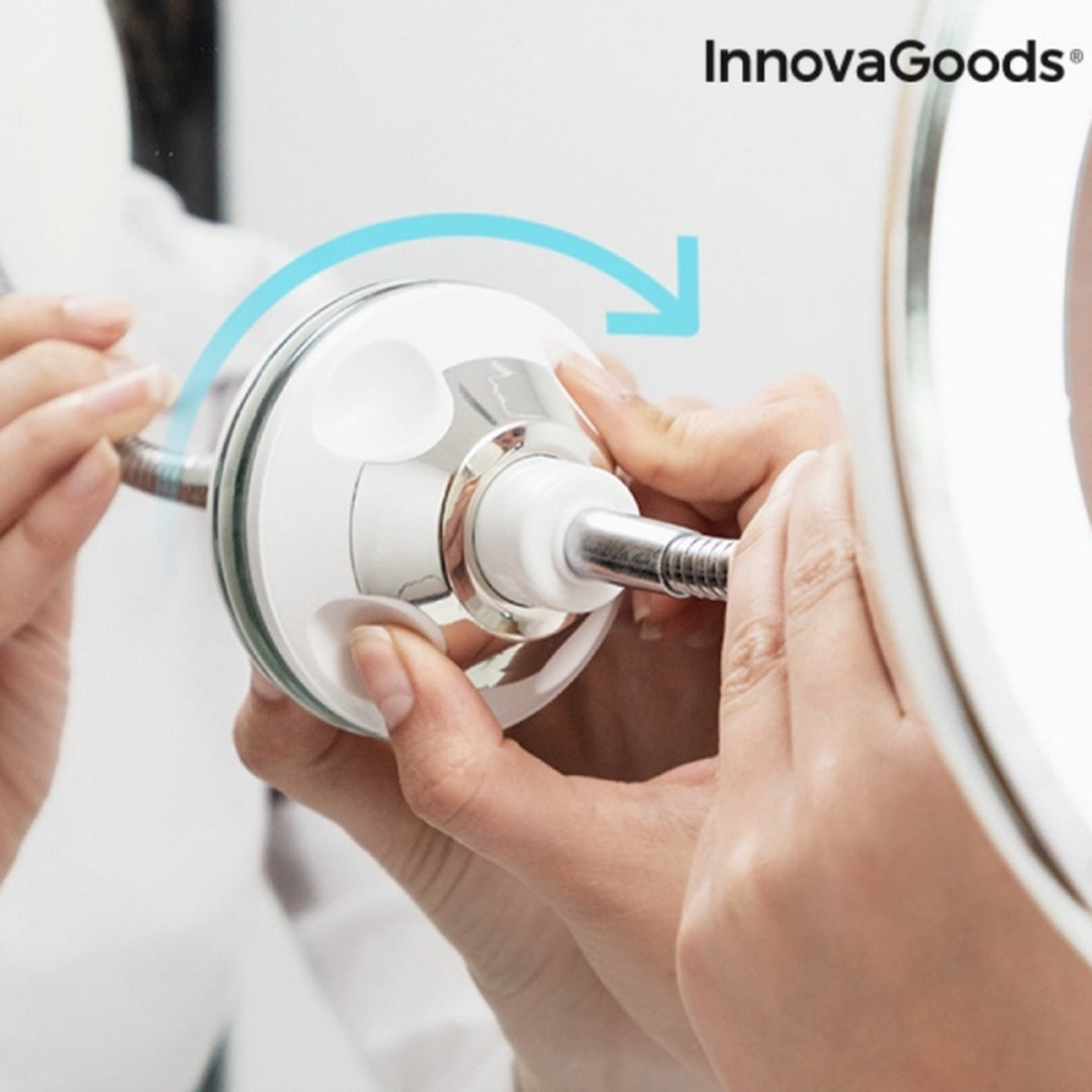 Innovagoods led vergrotende spiegel met flexibele arm en zuignap mizoom - Spiegel met verlichting - Spiegel - Spiegel met zuignap - Spiegel met verlichting - Badkamerspiegel met led verlichting - Spiegel met verlichting make up - Spiegel met licht
