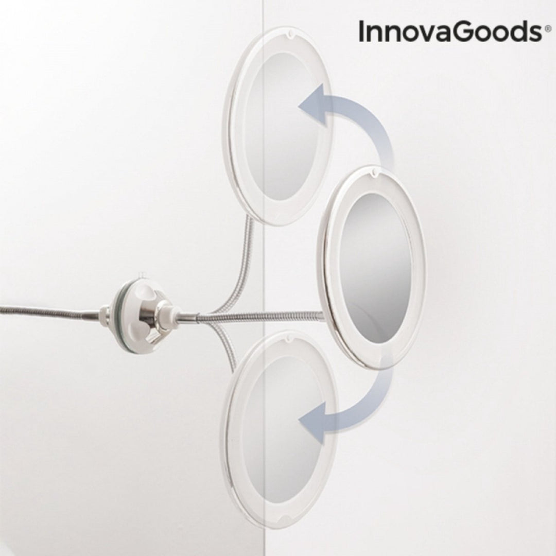 Innovagoods led vergrotende spiegel met flexibele arm en zuignap mizoom - Spiegel met verlichting - Spiegel - Spiegel met zuignap - Spiegel met verlichting - Badkamerspiegel met led verlichting - Spiegel met verlichting make up - Spiegel met licht