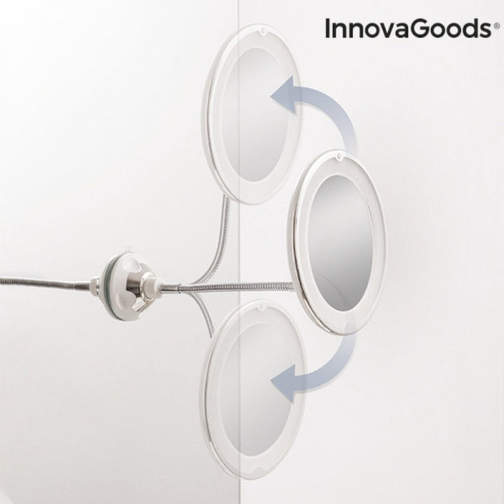 Innovagoods led vergrotende spiegel met flexibele arm en zuignap mizoom - Spiegel met verlichting - Spiegel - Spiegel met zuignap - Spiegel met verlichting - Badkamerspiegel met led verlichting - Spiegel met verlichting make up - Spiegel met licht