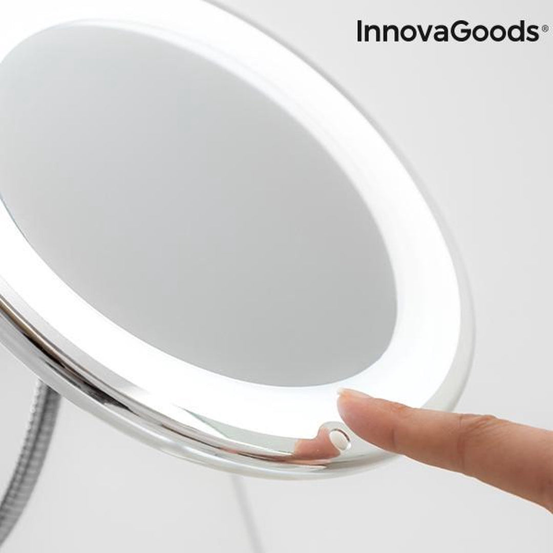 Innovagoods led vergrotende spiegel met flexibele arm en zuignap mizoom - Spiegel met verlichting - Spiegel - Spiegel met zuignap - Spiegel met verlichting - Badkamerspiegel met led verlichting - Spiegel met verlichting make up - Spiegel met licht