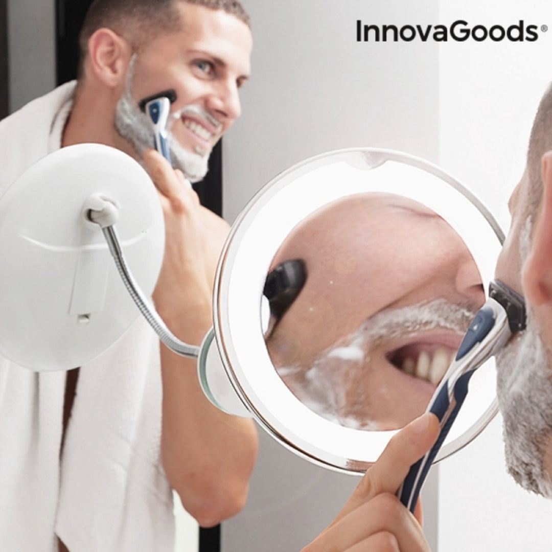 Innovagoods led vergrotende spiegel met flexibele arm en zuignap mizoom - Spiegel met verlichting - Spiegel - Spiegel met zuignap - Spiegel met verlichting - Badkamerspiegel met led verlichting - Spiegel met verlichting make up - Spiegel met licht