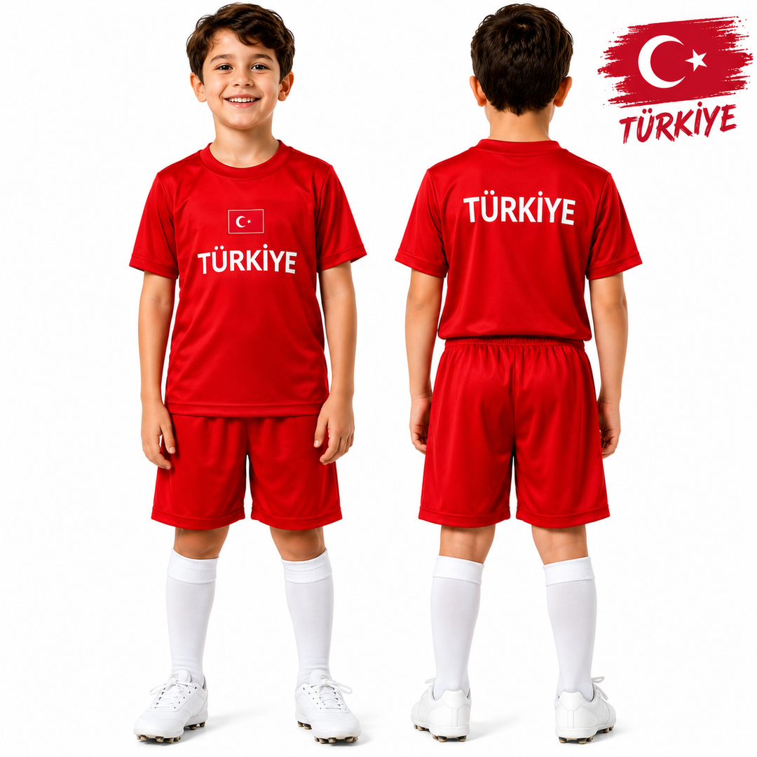 Turkije WK 2026 Kinderset Rood – Voetbalshirt &amp; Short