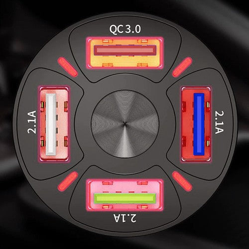 Snelle Autolader 4x USB 3.0 + Oplaadkabel