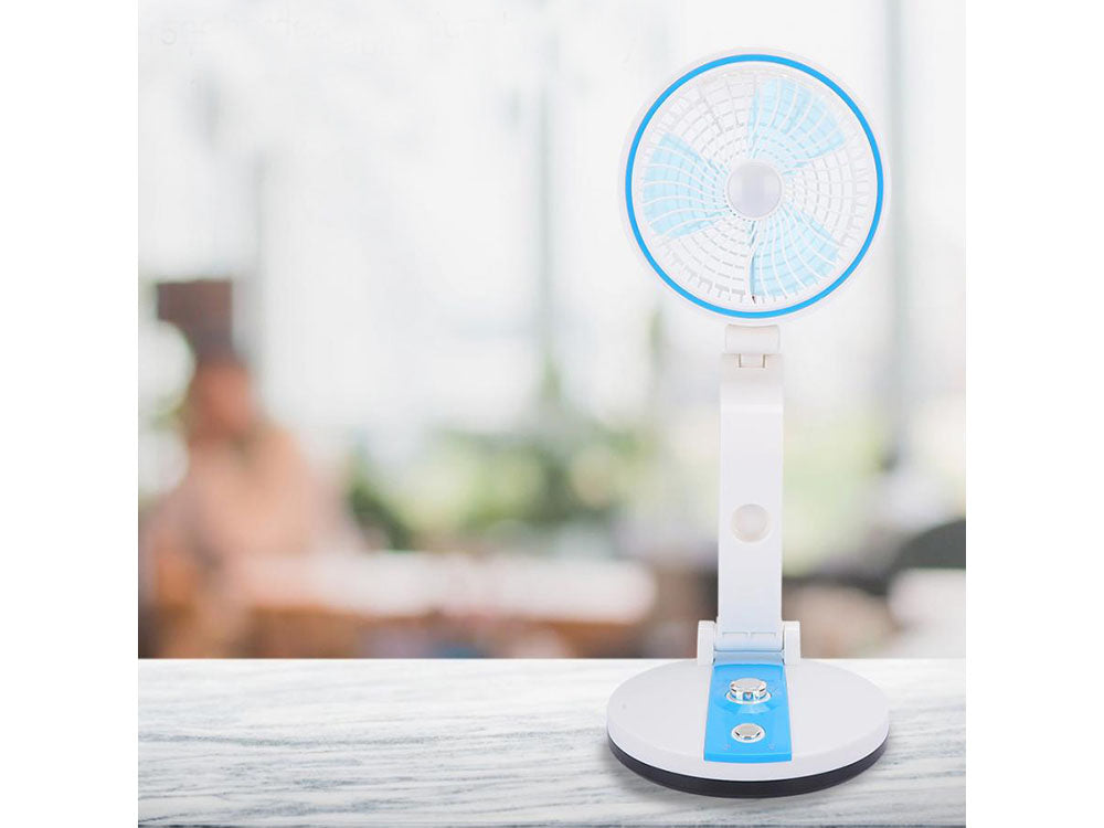 Tafelventilator Met Lamp - Draadloos - Blauw