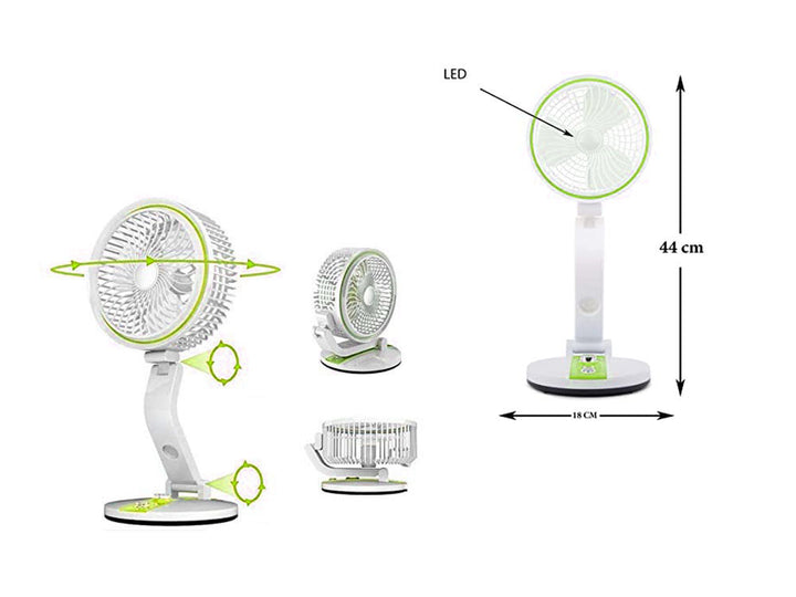 Tafelventilator  Met Lamp - Draadloos - Groen