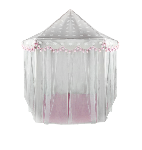 Princess Kasteel Huis Paleis 140 x 70 x 70 cm - Wit met Grijs dak en Sterren