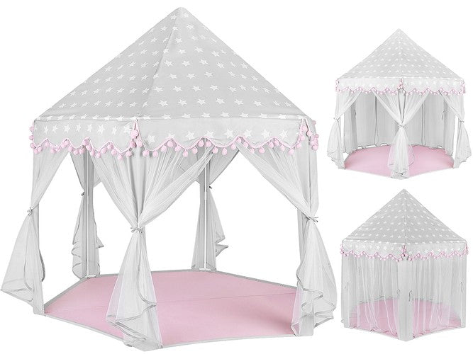 Princess Kasteel Huis Paleis 140 x 70 x 70 cm - Wit met Grijs dak en Sterren