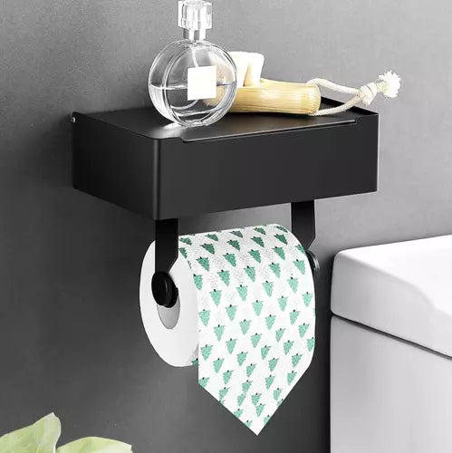 Toiletrolhouder met Plank - Zwart