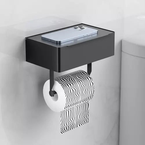 Toiletrolhouder met Plank - Zwart