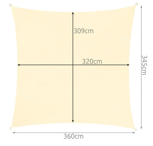 Schaduwdoek  3.6 x 3.6 Meter - Beige - Waterproof - UV bestendig