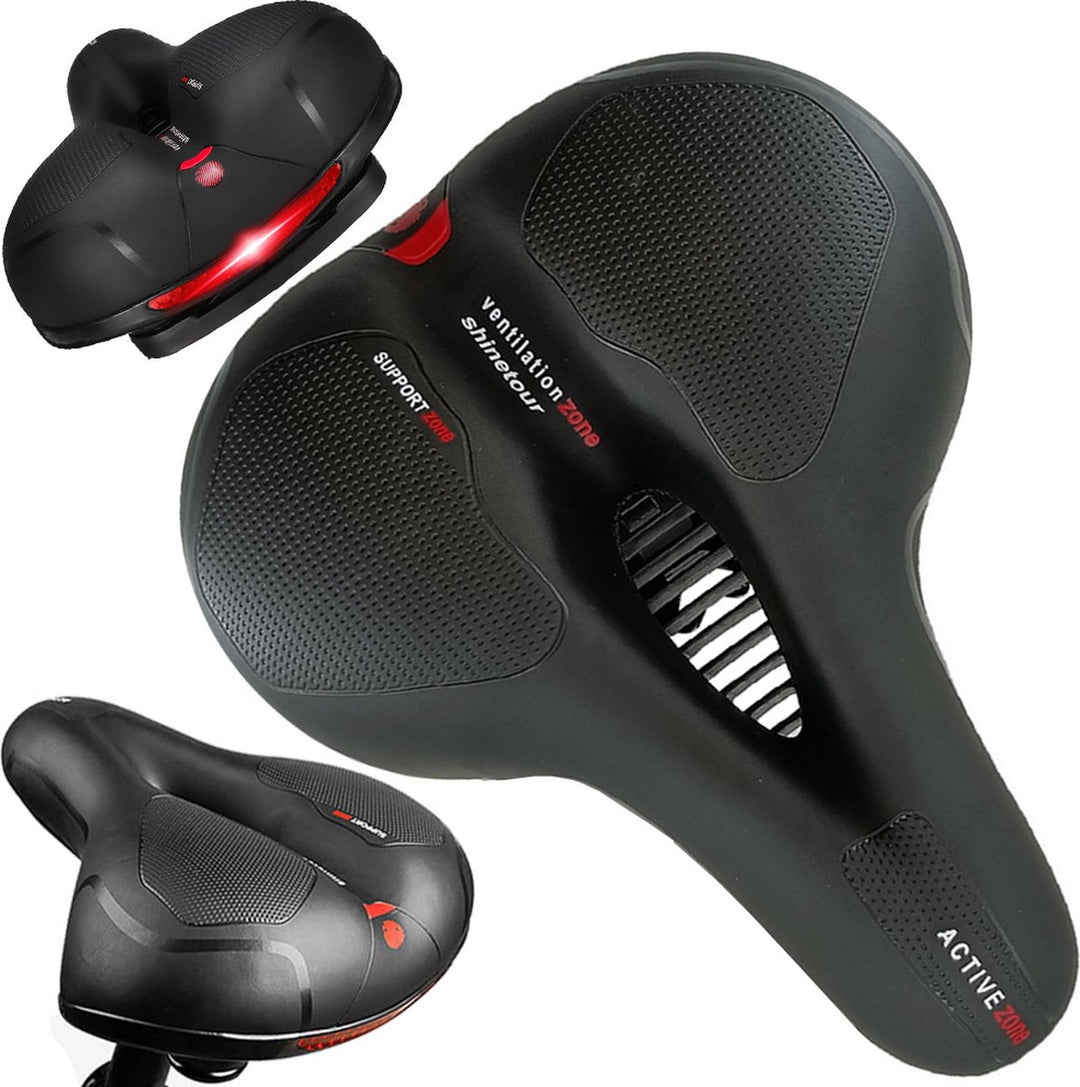 Fietszadel Met Gelpads - Zwart/Rood - Uitsparing
