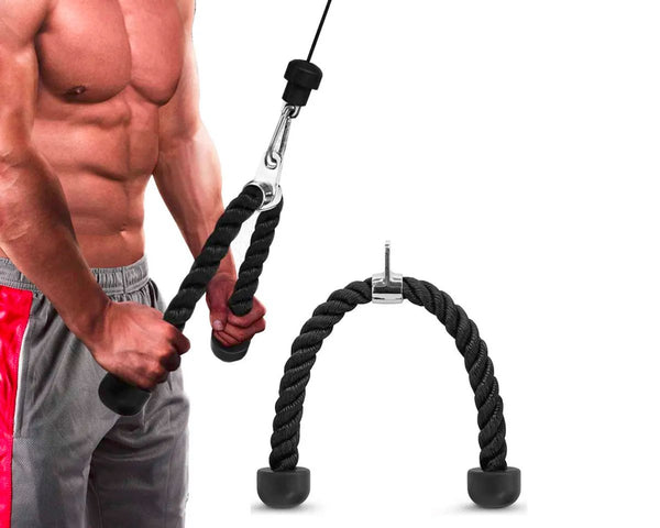 Tricep Rope - Trekkoord voor Krachtstation - Zwart - Nylon 70 CM