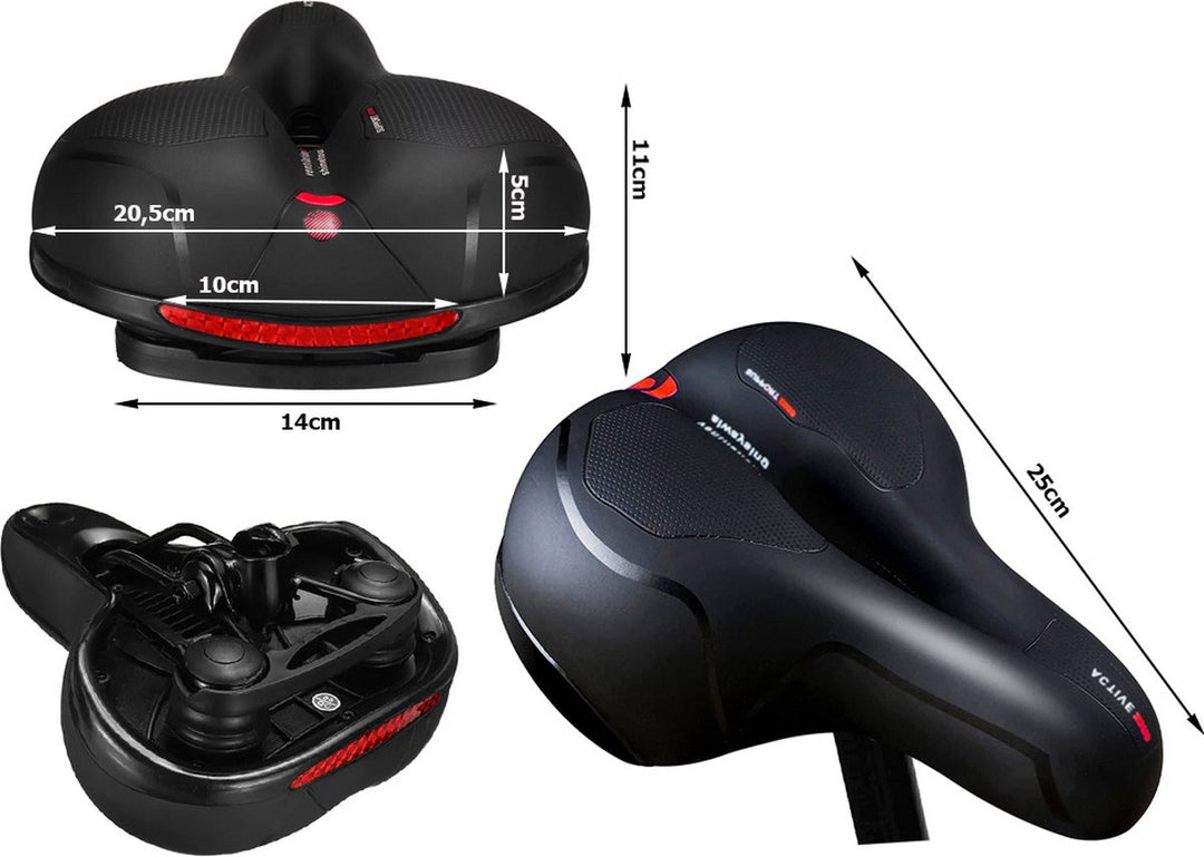 Fietszadel Met Gelpads - Zwart/Rood - Uitsparing