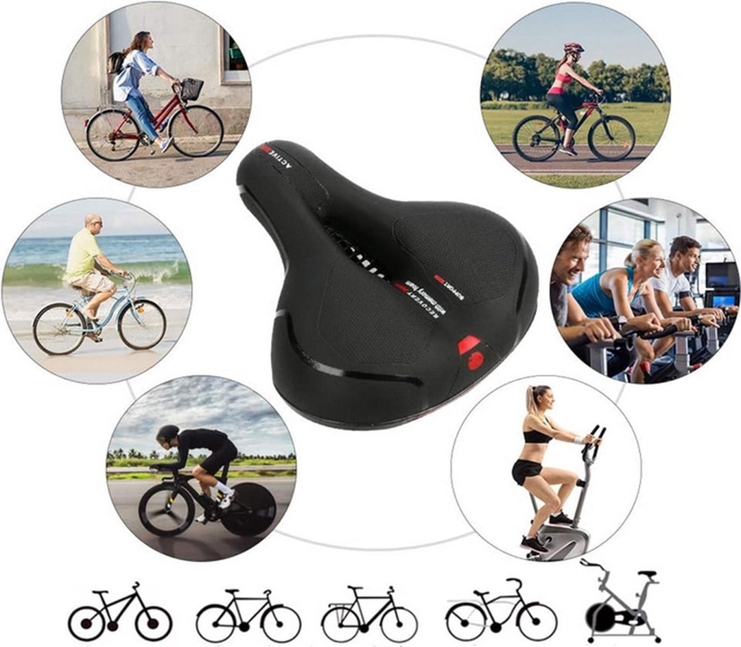 Fietszadel Met Gelpads - Zwart/Rood - Uitsparing