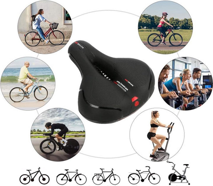 Fietszadel Met Gelpads - Zwart/Rood - Uitsparing