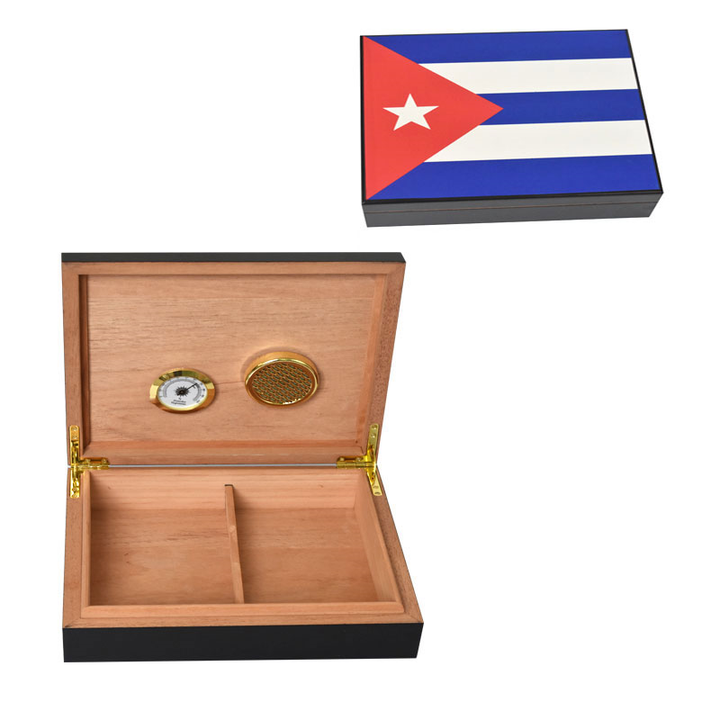 Humidor zwart met Cuba vlag