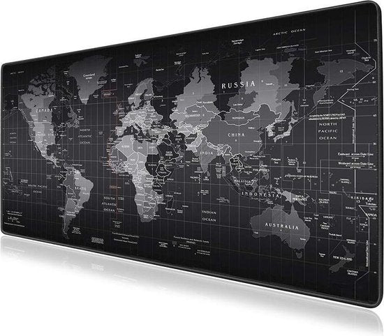 Muismat Wereldkaart zwart | 90 x 30