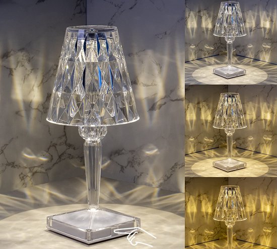 Crystal Lamp 3 Lichtstanden - Oplaadbaar