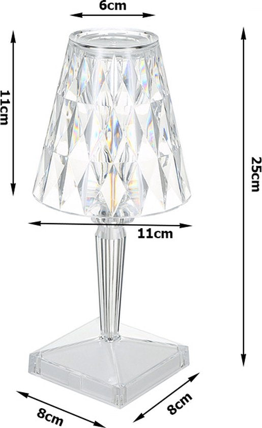 Crystal Lamp 3 Lichtstanden - Oplaadbaar