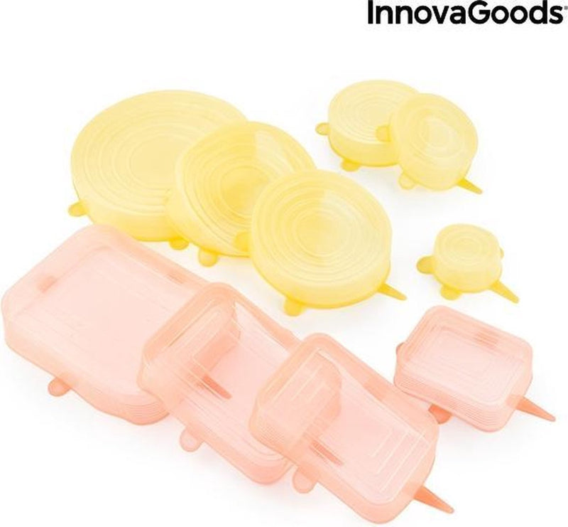 Innovagoods- Siliconen deksels-Verstelbaar deksels-Robuust en Duurzaam-Herbruikbaar-10 stuks