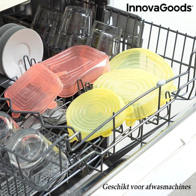 Innovagoods- Siliconen deksels-Verstelbaar deksels-Robuust en Duurzaam-Herbruikbaar-10 stuks