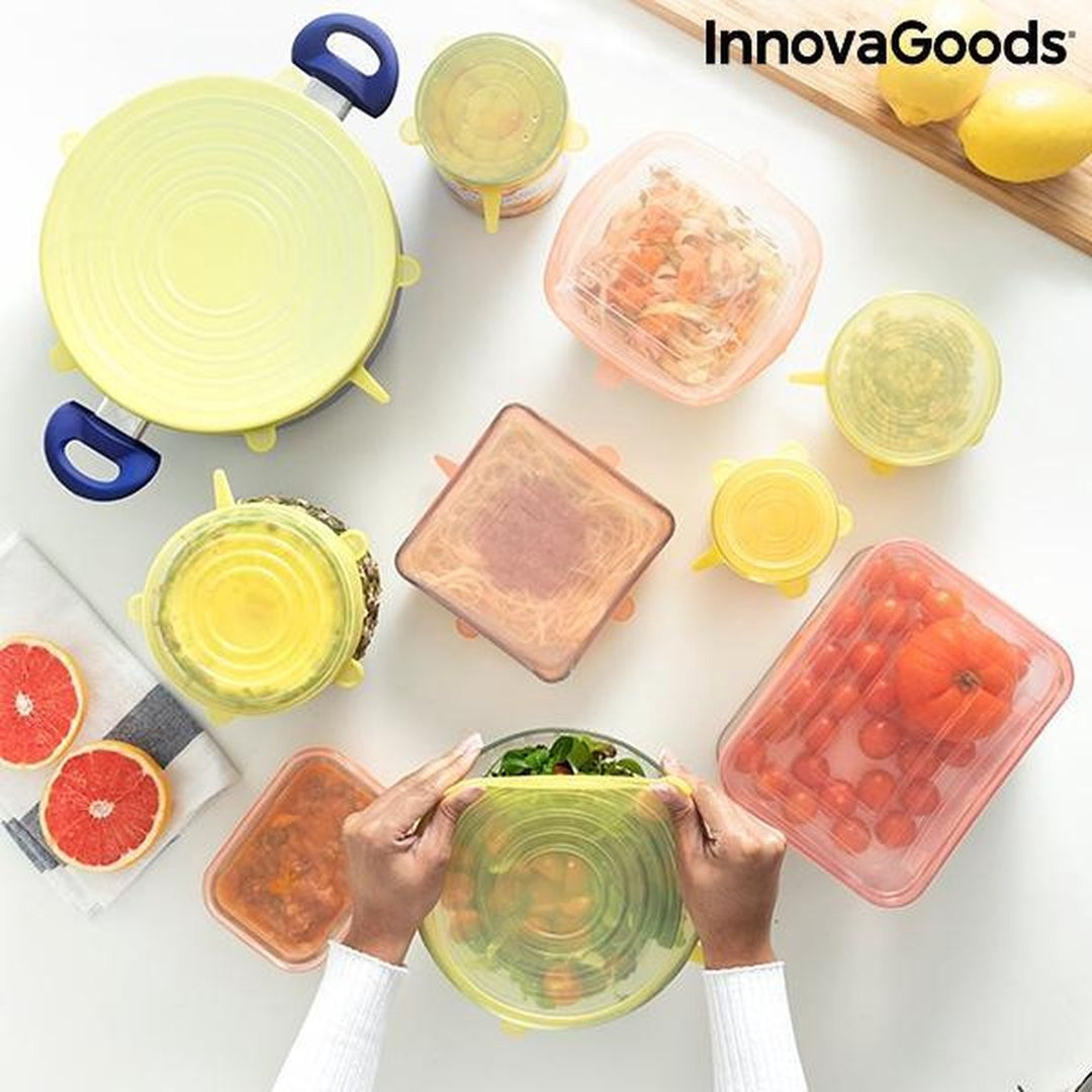 Innovagoods- Siliconen deksels-Verstelbaar deksels-Robuust en Duurzaam-Herbruikbaar-10 stuks