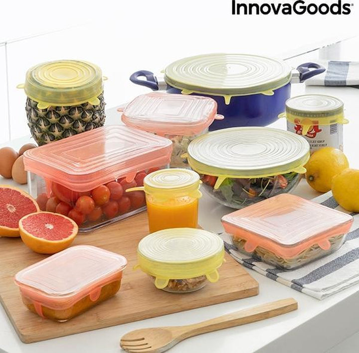 Innovagoods- Siliconen deksels-Verstelbaar deksels-Robuust en Duurzaam-Herbruikbaar-10 stuks
