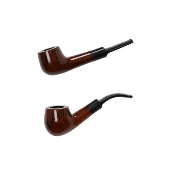 Pipe Set Walnut Brown + Red Polished 2 stuks