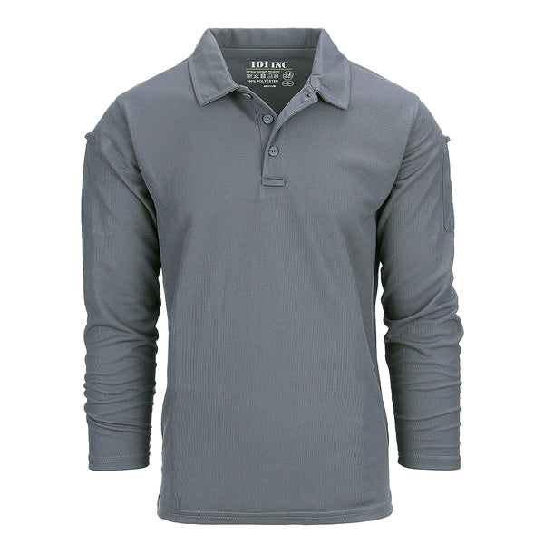 101INC Tactical Polo Quick Dry Lange Mouw - Wolf Grey