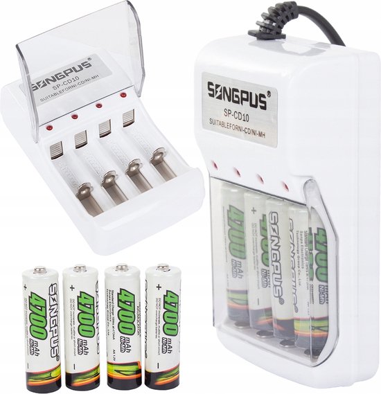 Oplaadbare batterijlader AA &amp; AAA, inlusief : 4x AA-oplaadbare batterijen