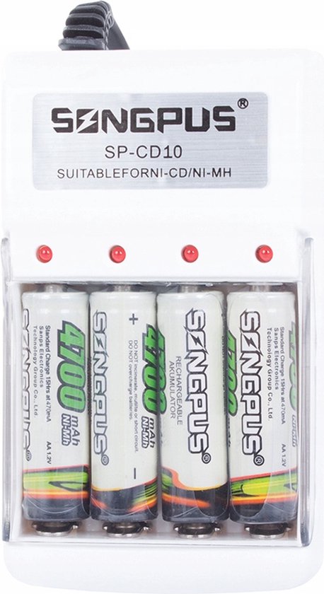 Oplaadbare batterijlader AA &amp; AAA, inlusief : 4x AA-oplaadbare batterijen