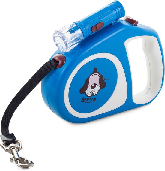 Hondenriem 5 Meter - Automatisch slot - Blauw