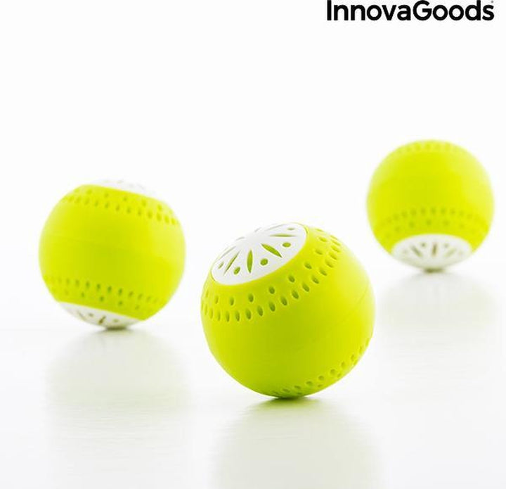 InnovaGoods - Koelkast Versheidsballen - Koelkast Accessoire - Actief koolstofinterieur - Elimineert onaangename Geurtjes - 3 Stuk