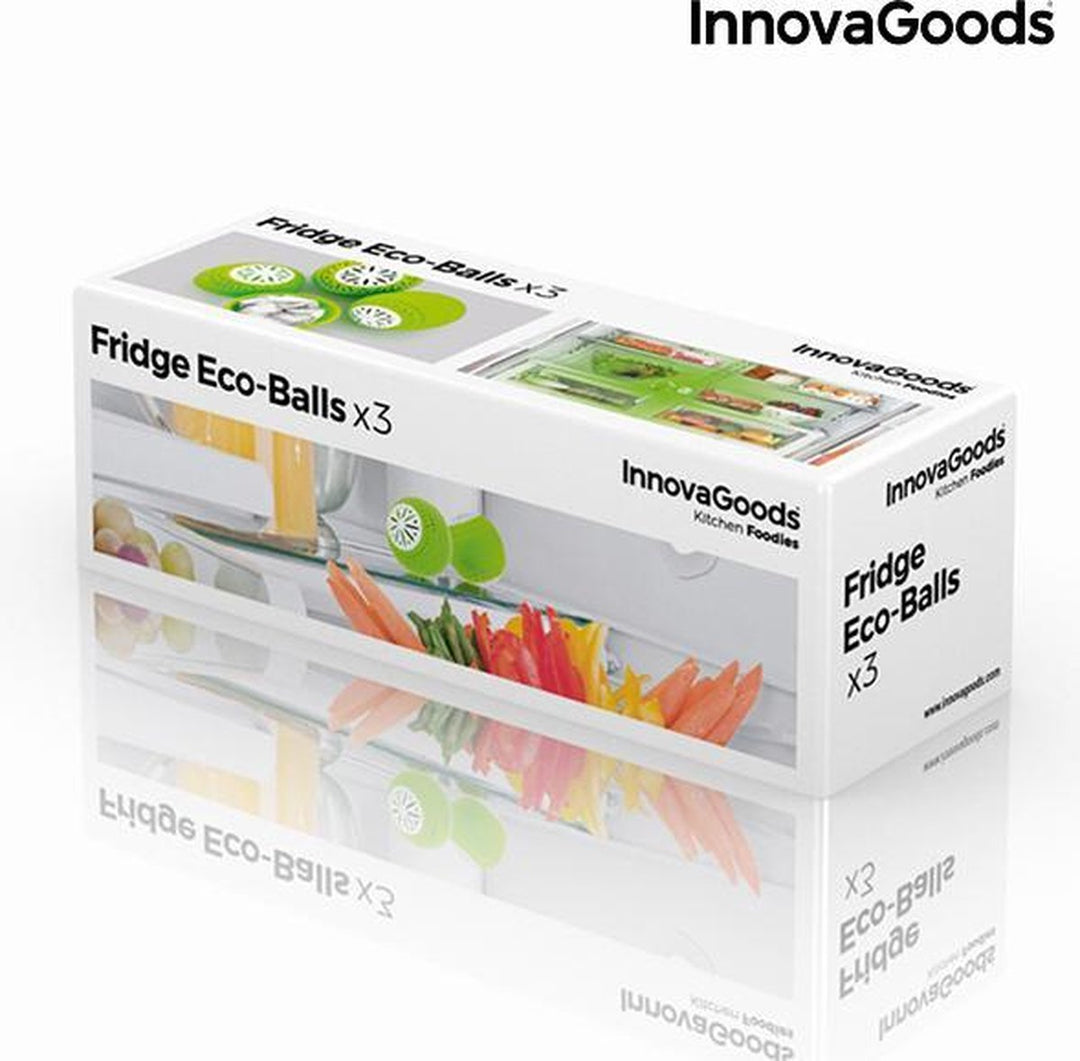 InnovaGoods - Koelkast Versheidsballen - Koelkast Accessoire - Actief koolstofinterieur - Elimineert onaangename Geurtjes - 3 Stuk