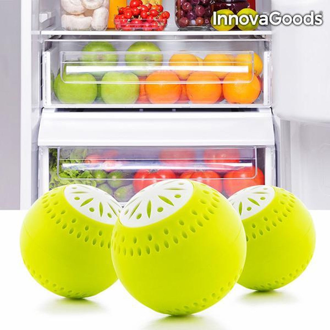 InnovaGoods - Koelkast Versheidsballen - Koelkast Accessoire - Actief koolstofinterieur - Elimineert onaangename Geurtjes - 3 Stuk