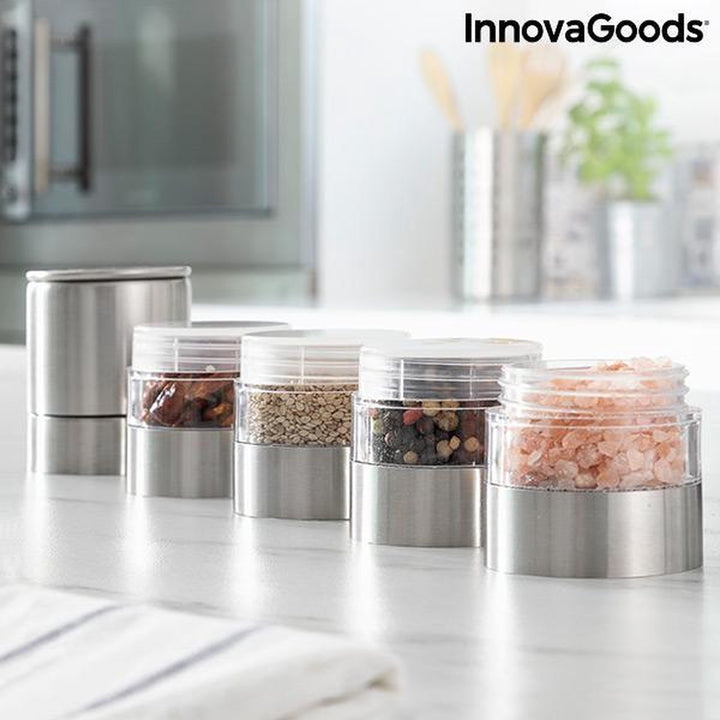 InnovaGoods - 4-in-1 kruidenmolen Millmix - Specerijenmolen - Spice Grinder - Kruidencarousel - Kruidenmaler - 4 Compartimenten