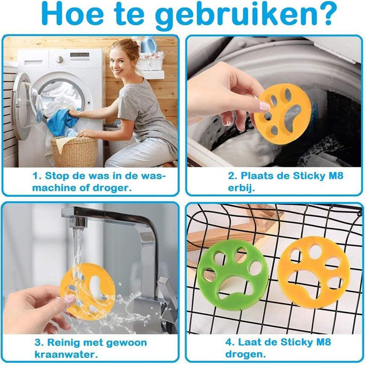 Sticky M8 | Haarverwijderaar voor huisdieren | Haarvanger voor wasmachine en droger | Haarverwijderaar voor honden en katten | Reinigingsbal huisdierharen en pluizen | Ontharing voor hondenhaar kattenhaar en andere huisdieren | 2 Stuks