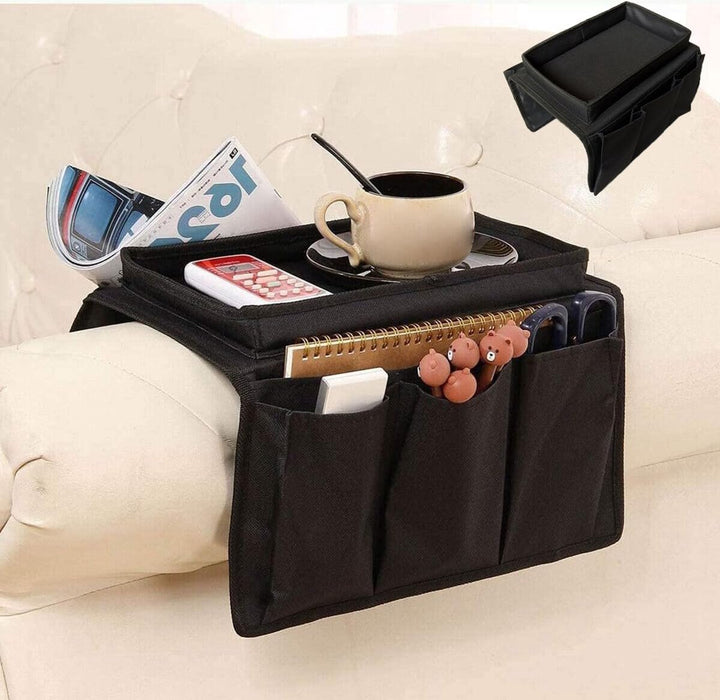 Sofa Armsteun Organizer Met Bekerhouder Lade, Bank Caddy TV Afstandsbediening Opslag Houder voor Mobiele Tabletten Tijdschriften Boek Bril Kabels Drinker Snacks Houder Pouch