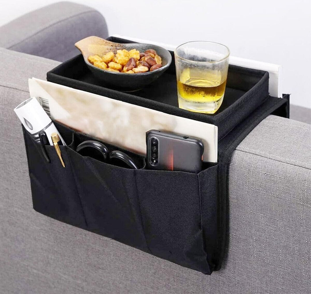 Sofa Armsteun Organizer Met Bekerhouder Lade, Bank Caddy TV Afstandsbediening Opslag Houder voor Mobiele Tabletten Tijdschriften Boek Bril Kabels Drinker Snacks Houder Pouch
